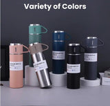 OnceGrab™ 500ml Vacuum Flask | Hot & Cold Insulated Steel Bottle with 3 Cups (5 Color Options)