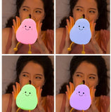 7-Color Soft Pear Silicone Night Lamp | USB Rechargeable Touch Sensor Light for Kids & Bedroom