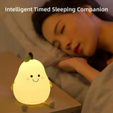 7-Color Soft Pear Silicone Night Lamp | USB Rechargeable Touch Sensor Light for Kids & Bedroom