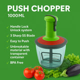 Vegetable Chopper 1000ml | Stainless Steel Blades & Big Capacity