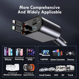 Retractable Car Charger 66W | 4-in-1 Fast Charging for iPhone & Android
