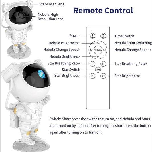 Astronaut Galaxy Projector | 360° Rotating Star & Nebula Night Light