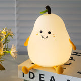 7-Color Soft Pear Silicone Night Lamp | USB Rechargeable Touch Sensor Light for Kids & Bedroom