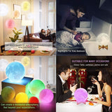 3D Moon Night Light 15cm | 7 Colors Touch Sensor & Wooden Stand