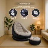 OnceGrab™ Inflatable Chair with Footstool & Air Pump | Portable Comfort Seating