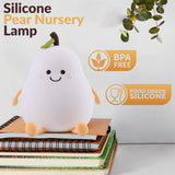 7-Color Soft Pear Silicone Night Lamp | USB Rechargeable Touch Sensor Light for Kids & Bedroom