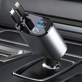 Retractable Car Charger 66W | 4-in-1 Fast Charging for iPhone & Android