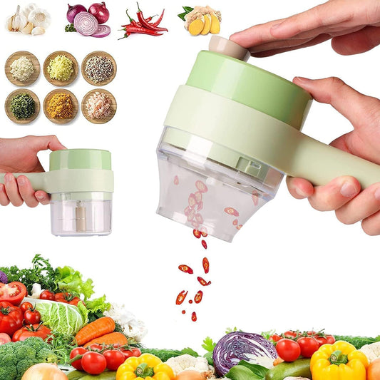 4-in-1 Electric Vegetable Cutter Set | Handheld Food Chopper & Slicer