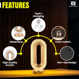 Oval Crystal Touch Lamp | USB Rechargeable Gold Table & Bedside Light