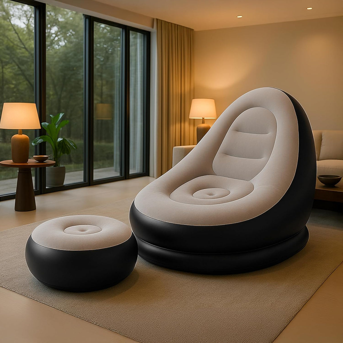 OnceGrab™ Inflatable Chair with Footstool &amp; Air Pump | Portable Comfort Seating