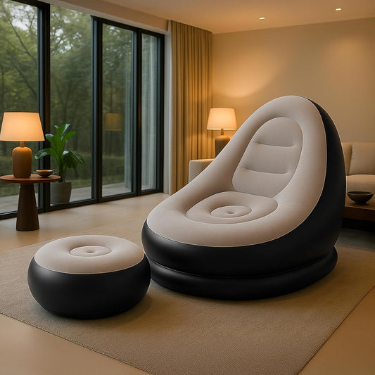OnceGrab™ Inflatable Chair with Footstool &amp; Air Pump | Portable Comfort Seating